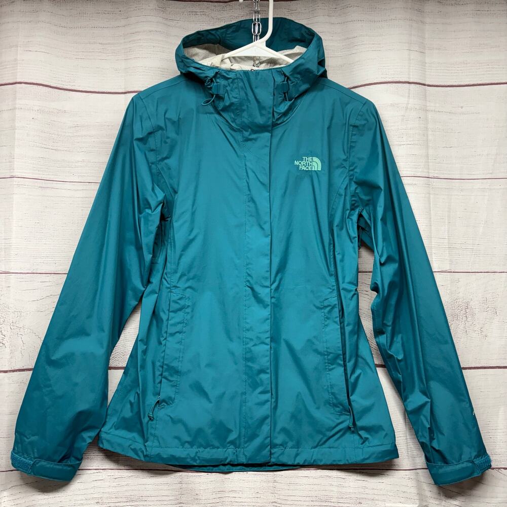 The North Face Women's Venture Rain Jacket Teal Blue Small Pit Zips